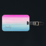 Rosa und blaues Ombre Aquarell | addieren Ihren Gepäckanhänger<br><div class="desc">Aquarellsteigungswäsche der hellen rosa und blauen Farben. Addieren Sie Ihren Namen,  um ihn zu personifizieren.</div>