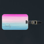 Rosa und blaues Ombre Aquarell | addieren Ihren Gepäckanhänger<br><div class="desc">Aquarellsteigungswäsche der hellen rosa und blauen Farben. Addieren Sie Ihren Namen,  um ihn zu personifizieren.</div>