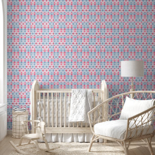 Rosa und blaues rechteckiges Karomuster-Baby Tapete