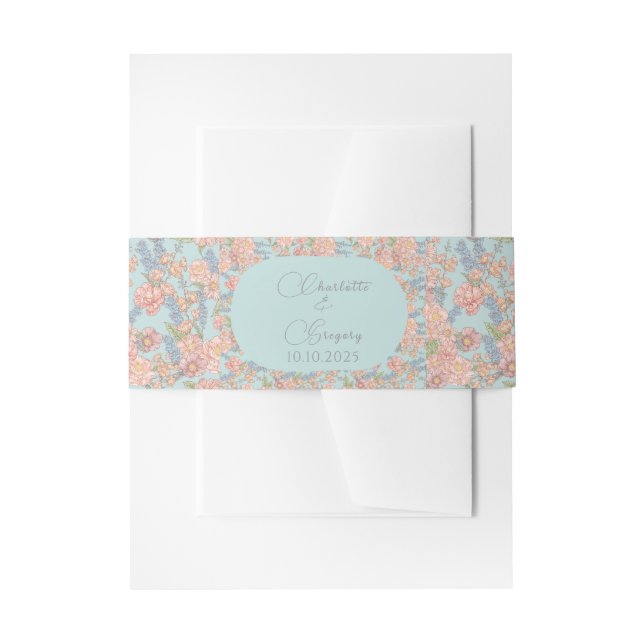 Rosa und blaues Shabby Chic Einladungsbanderole (Vorderseite Beispiel)