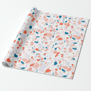 Rosa und blaues Terrazzo-Papier Geschenkpapier