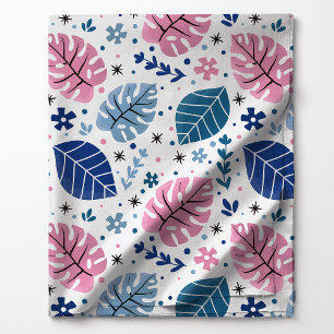 Rosa und blaues tropisches Monstera-Leaf-Muster Stoff