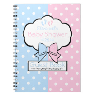 Rosa und blaues Tupfen-Babyparty-Gast-Buch   Notizblock