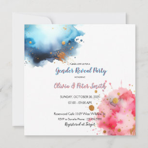 Rosa und blaues Watercoloar-Geschlecht Save The Date