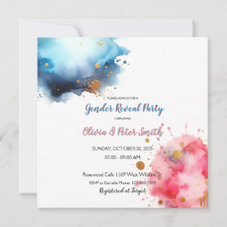 Rosa und blaues Watercoloar-Geschlecht Save The Date