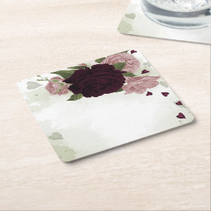 Rosa und Blume Rechteckiger Pappuntersetzer