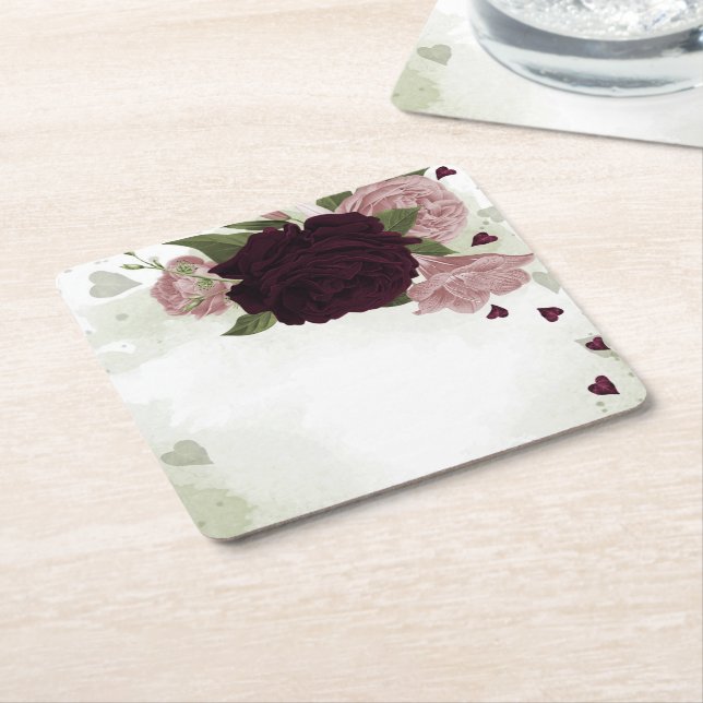 Rosa und Blume Rechteckiger Pappuntersetzer (angewinkelt)