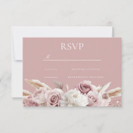 Rosa- und Blütenhochzeit der Rose RSVP Karte