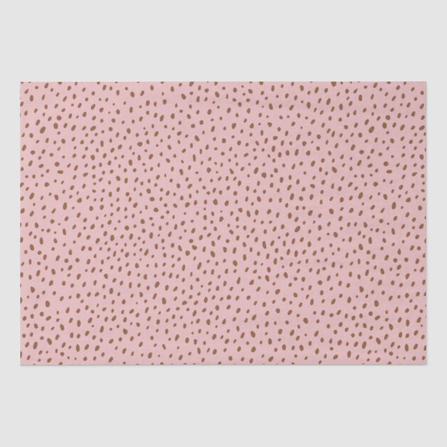 Rosa und Boho Terracotta Brown Dots Babydusche Seidenpapier (Vorderseite)