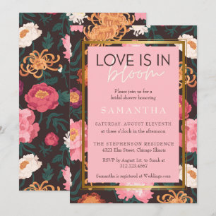 Rosa und braun Boho Blumendusche Einladung