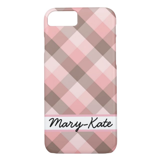 Rosa und braun Kariert Case-Mate iPhone Hülle (Rückseite)