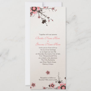 Rosa und Braun Kirschblossom Hochzeitsempfang Einladung