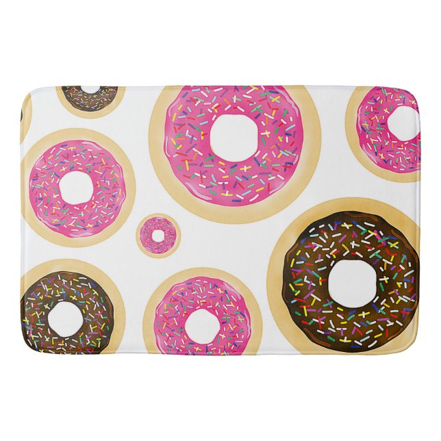 Rosa und braun Sprinkle Donuts Moderner Spaß Niedl Badematte (Vorderseite)