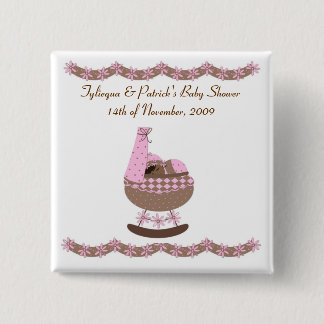 Rosa und Braun themenorientierte Babyparty Button