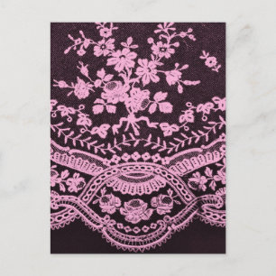 Rosa und braune Blumenlatte Postkarte