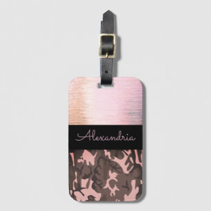 Rosa und braune Camouflage Personalisiert Gepäckanhänger