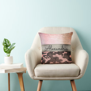 Rosa und braune Camouflage Personalisiert Kissen