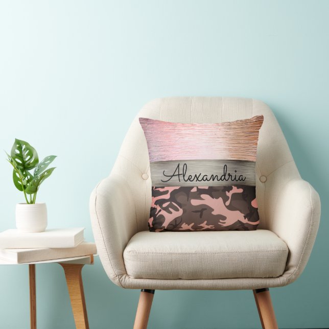 Rosa und braune Camouflage Personalisiert Kissen (Stuhl )