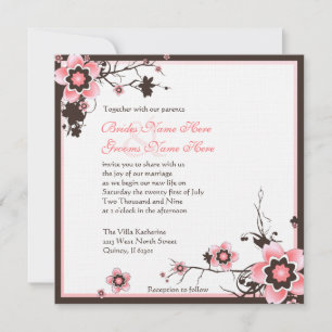 Rosa und braune Kirschblüte Einladung zur Hochzeit