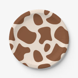 Rosa und braune Kuh Pappteller