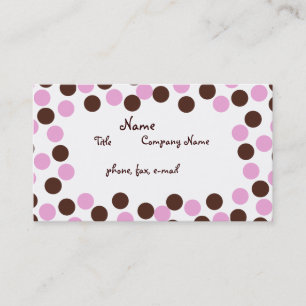 Rosa und braune Polka Dot Business Card Visitenkarte