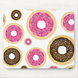 Rosa und braune Sprinkle-Donuts Moderne Fun Cute Mousepad