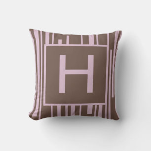 Rosa und braune Streifen Buchstaben "H" wirbelkiss Kissen
