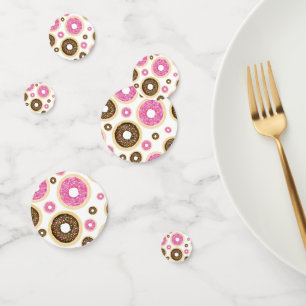 Rosa und braune Streusel-Donuts lustige Party-Tisc Konfetti