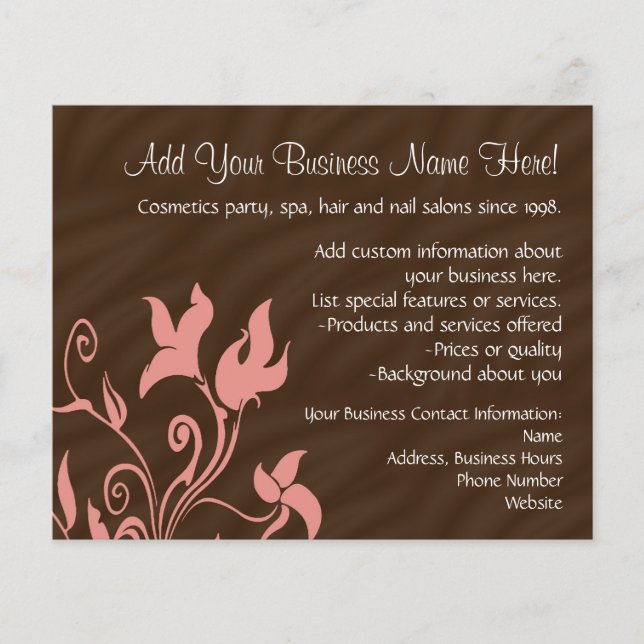Rosa und braune Swirl-Make-up-Künstler oder -Salon Flyer (Vorne)