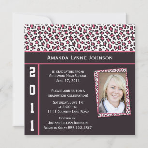 Rosa und Brauner Leopard Abschluss Einladung