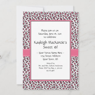 Rosa und brauner Leopard Prinz Sweet 16 Invita Einladung