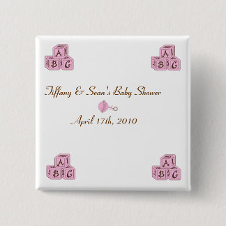 Rosa und Brown-Baby-Blöcke Button