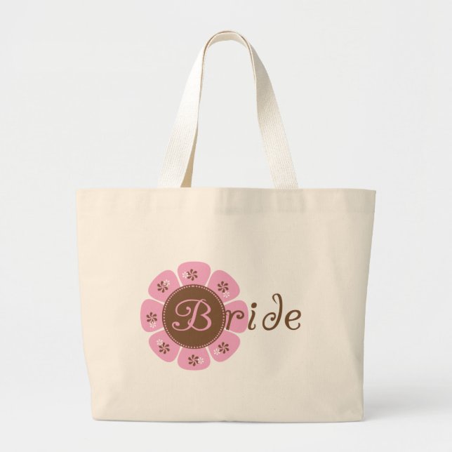 Rosa und Brown-Blumen-Braut-T-Shirts und Geschenke Jumbo Stoffbeutel (Vorne)