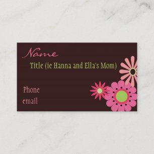 Rosa und Brown-Blumen-Mama-Karte Telefonnummerkarte