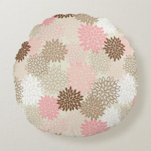 Rosa-und Brown-Mama-Muster Rundes Kissen