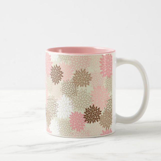 Rosa-und Brown-Mama-Muster Zweifarbige Tasse (Rechts)