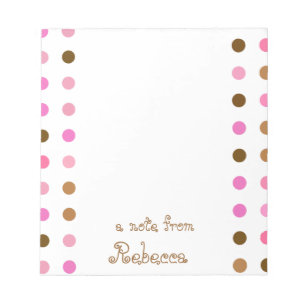 Rosa und Brown-Polka-Punkt-personalisierter Notizblock