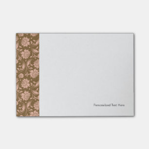 Rosa und Brownblumenmuster Post-it Klebezettel