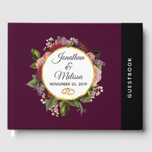 Rosa und Burgund Florals Hochzeit Gästebuch