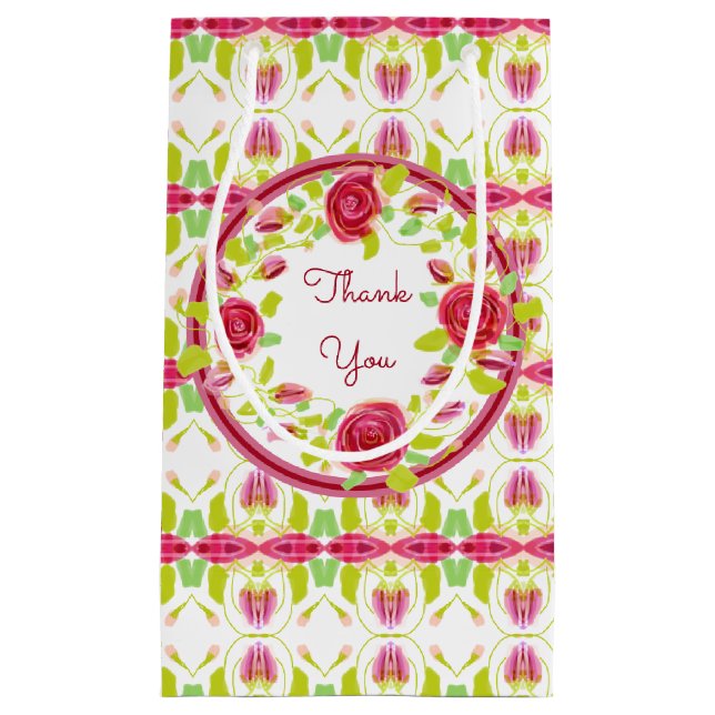 Rosa und Burgund Kleine Geschenktüte (Vorderseite)