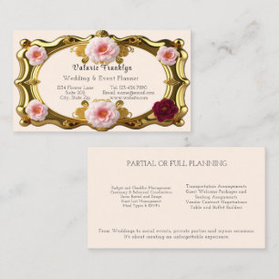 Rosa und Burgund Rose Hochzeitsplaner Visitenkarte