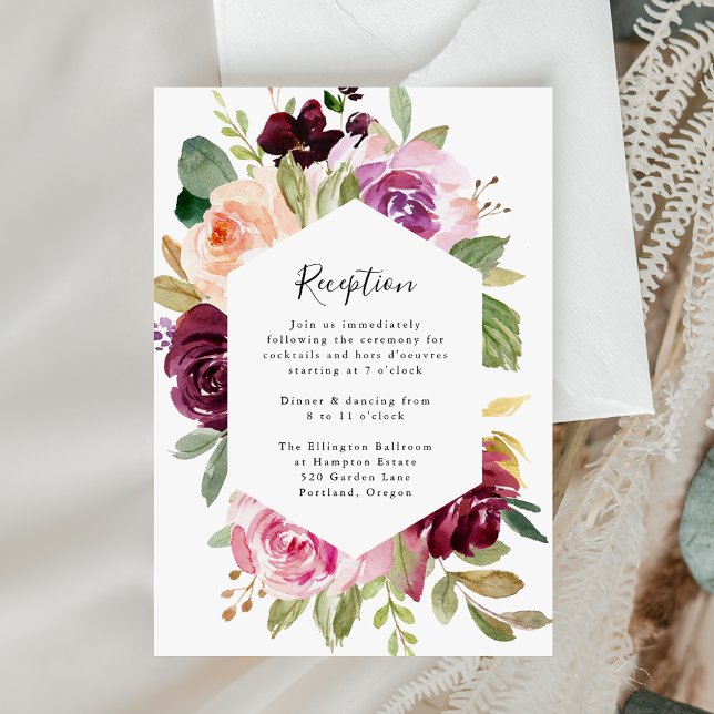 Rosa und Burgunder Blumenkarte RSVP Karte (Von Creator hochgeladen)