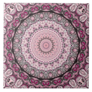Rosa und Burgunder Mandala-Musterdesign Fliese