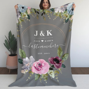 Rosa und Burgunderrot-Schimmer Custom-Monogramm Fleecedecke