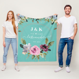 Rosa und Burgunderrot-Schimmer Custom-Monogramm Fleecedecke