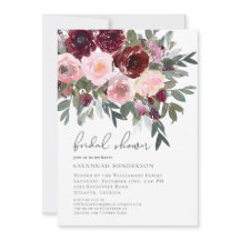 Rosa und Burgunderrote Florale Brautparty