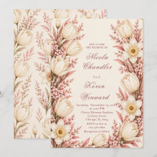 Rosa- und Champagner-Hochzeit Einladung