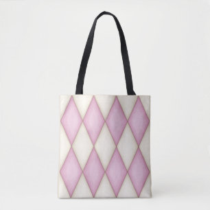 Rosa und Creme Diamond Karo Harlequin-Muster Tasche