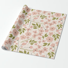 Rosa und Creme Hübsches Blumenmuster Geschenkpapier