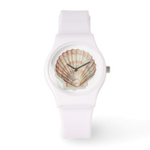 Rosa und Creme Seashell Armbanduhr